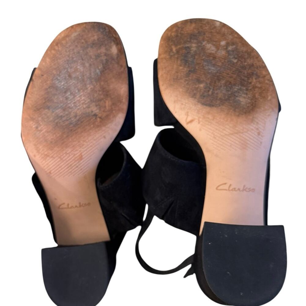 Clarks Black Suede Wide Band Slingback Sandals Womens Size 8.5 - Picture 5 of 8